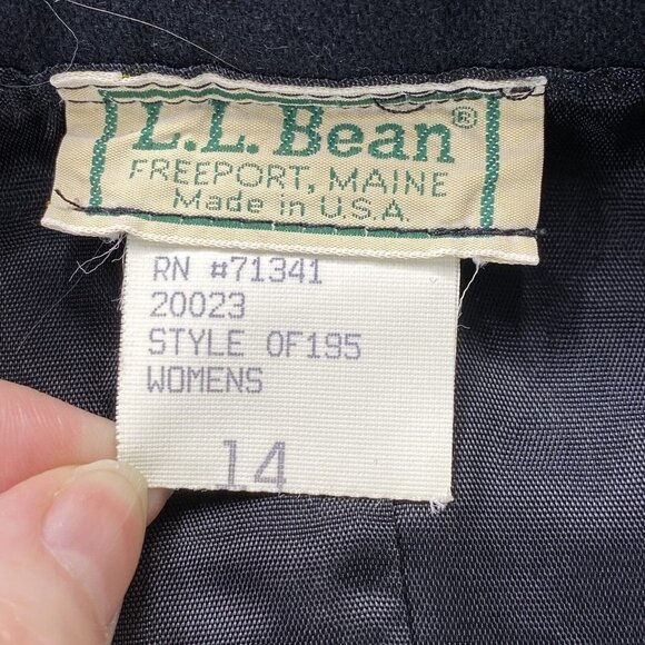 VTG LL Bean Skirt Womens 14 Black 100% Wool USA Made Pockets Lined 27”L Career - Picture 5 of 13